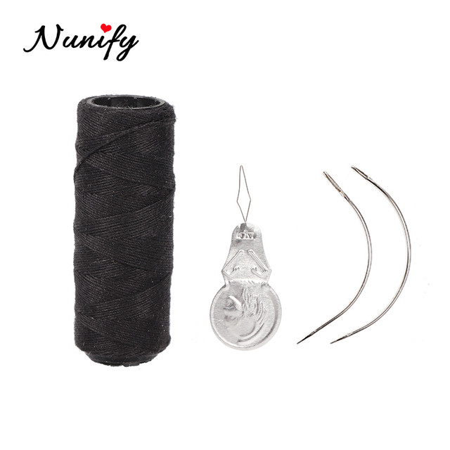 Nunify 1 Roll Black Cotton Thread Hair Weave Thread With Curved